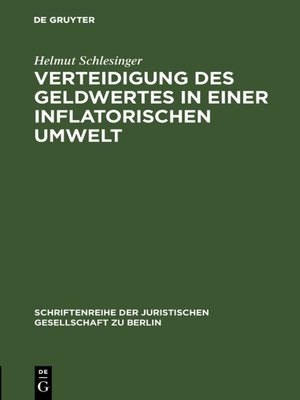 cover image of Verteidigung des Geldwertes in einer inflatorischen Umwelt